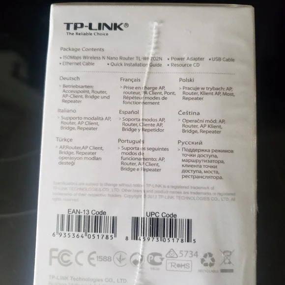 TP-LINK 150Mbps Wireless N Nano Router TL-WR702N White Blue New Sealed - Picture 5 of 6